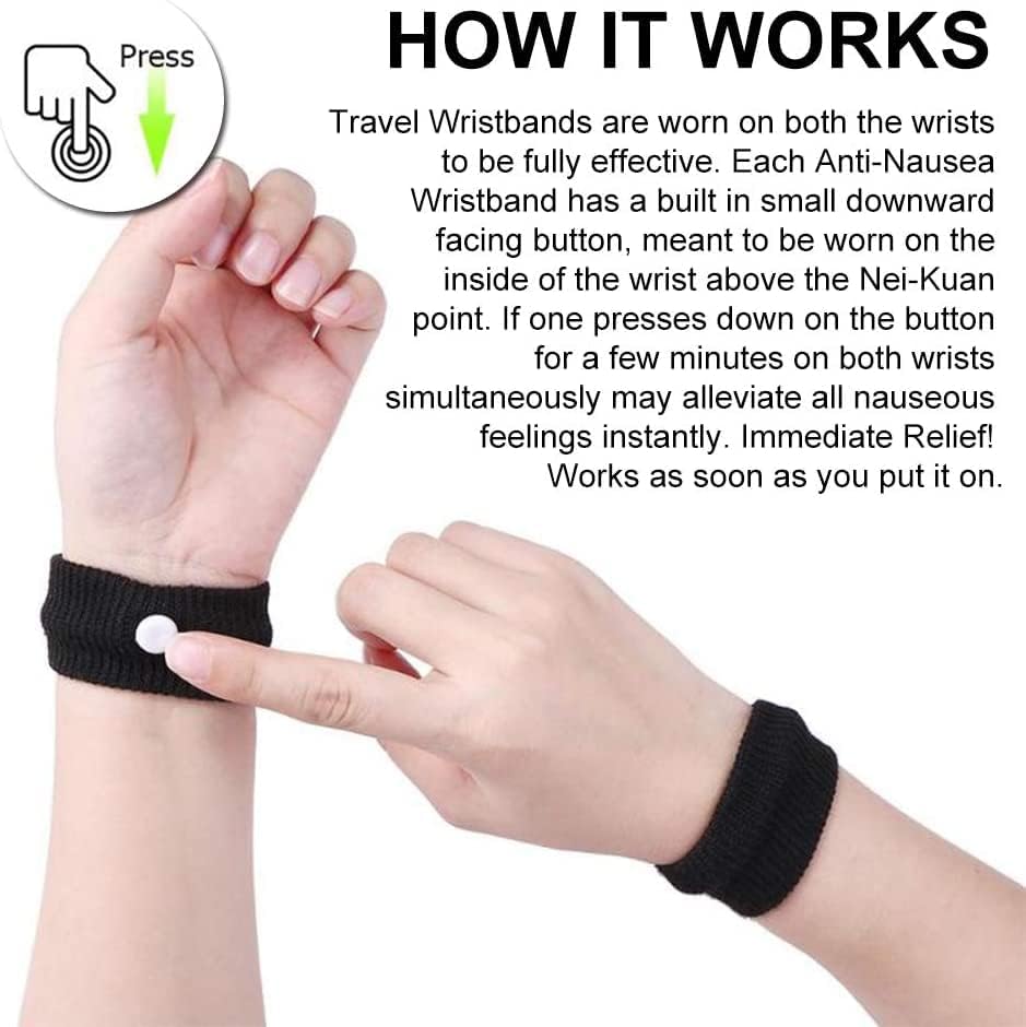 Acupressure Band, Acupressure Wristband for Nausea, Anti Nausea ,Weight loss, Sleep disorder, Blood pressure, Sugar control, Migraine pain relief, Vomiting, Seasickness, Morning Sickness, Car Sickness Control Wristband for Everyone
