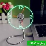 USB Fan Connect PhoDurable Adjustable Mini Flexible Fan LED Light USB Port Time Clock Desktop Clock Cool Gadget Time Display