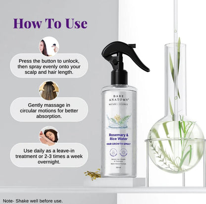 Rosemary & Rice Water Hair Spray – Nourishing Hair Care for Shiny, Healthy-Looking Hair (200ml)