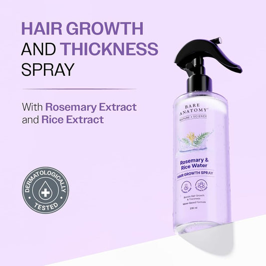 Rosemary & Rice Water Hair Spray – Nourishing Hair Care for Shiny, Healthy-Looking Hair (200ml)