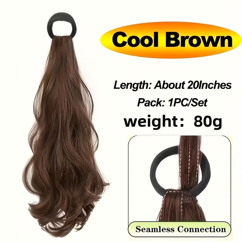 Long Hair Claw Clip Ponytail Elastic Band Extension