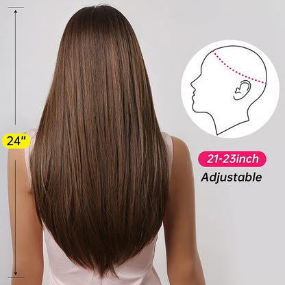 Full Head Hair wig for woman, Natural Brown Straight