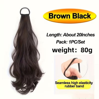 Long Hair Claw Clip Ponytail Elastic Band Extension