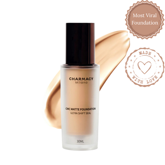 Charmacy Milano Matte Foundation 02 Cream- 30 Ml,With Spf 25 Sun Protection, Buildable Coverage,Instant Hydrating,Light Weight,Suitable For All Skin Types,Seamless Blend,Flawless Finish,No Tube