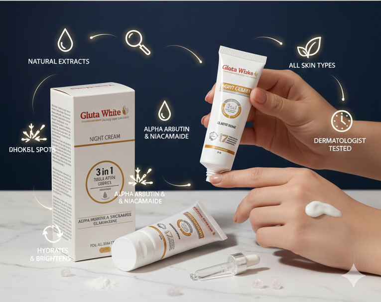 🌙 Gluta White 3-in-1 Night Cream: Wake Up to Brighter Skin