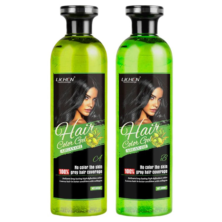 Lichen Hair Color Gel Dark Brown Argan Oil 250 ml x 2 = 500 ml