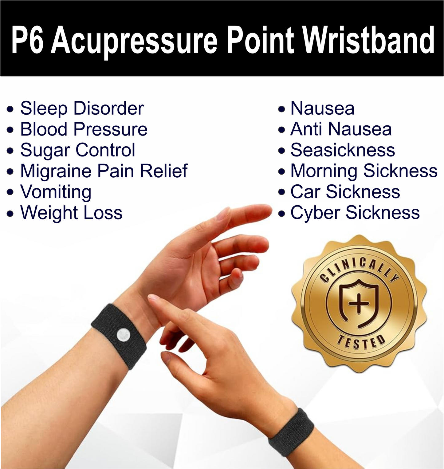 Acupressure Band, Acupressure Wristband for Nausea, Anti Nausea ,Weight loss, Sleep disorder, Blood pressure, Sugar control, Migraine pain relief, Vomiting, Seasickness, Morning Sickness, Car Sickness Control Wristband for Everyone