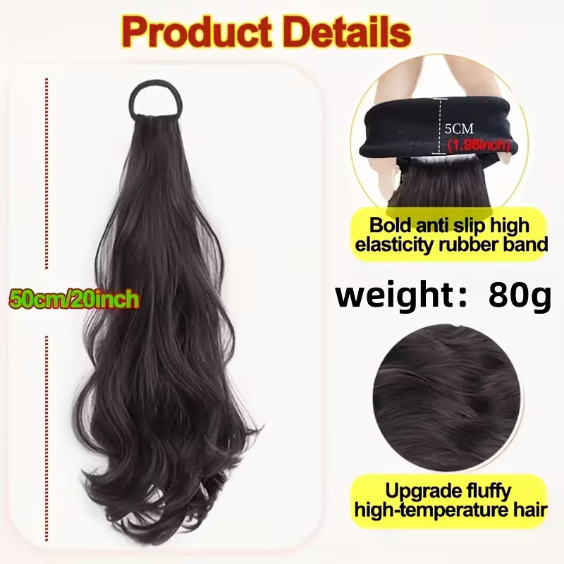Long Hair Claw Clip Ponytail Elastic Band Extension