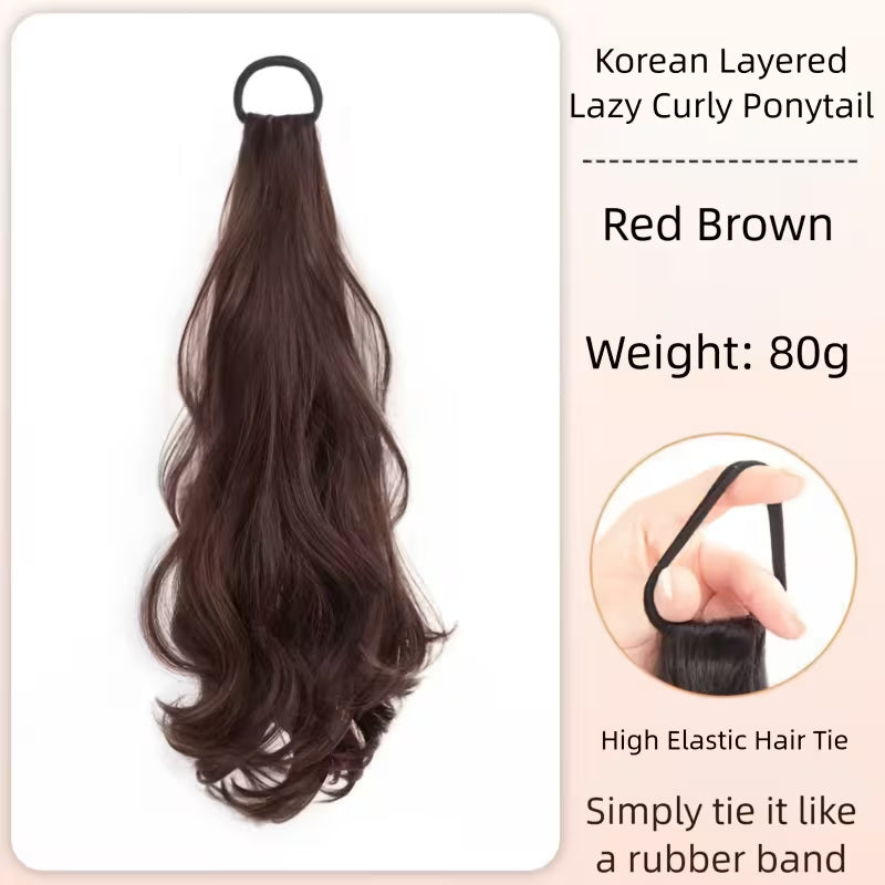 Long Hair Claw Clip Ponytail Elastic Band Extension