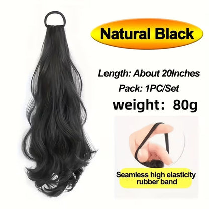 Long Hair Claw Clip Ponytail Elastic Band Extension