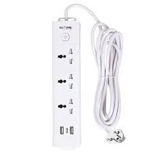 Extension Lead with 2 Meters Heavy Duty Copper Cable, 3 Power Sockets Extension Board with 2 USB & 1 Type C