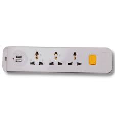 Extension Lead with 2 Meters Heavy Duty Copper Cable, 3 Power Sockets Extension Board with 2 USB & 1 Type C