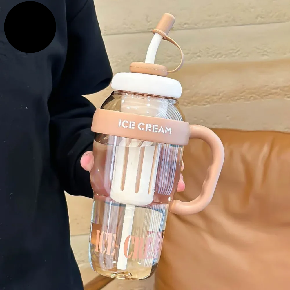 1200 ML PLASTIC WATER BOTTLE WITH LARGE CAPACITY CUTE PORTABLE KIDS PLASTIC  CUP LEAK-PROOF WITH STRAW SPORTS WATER CUP FOR SUMMER