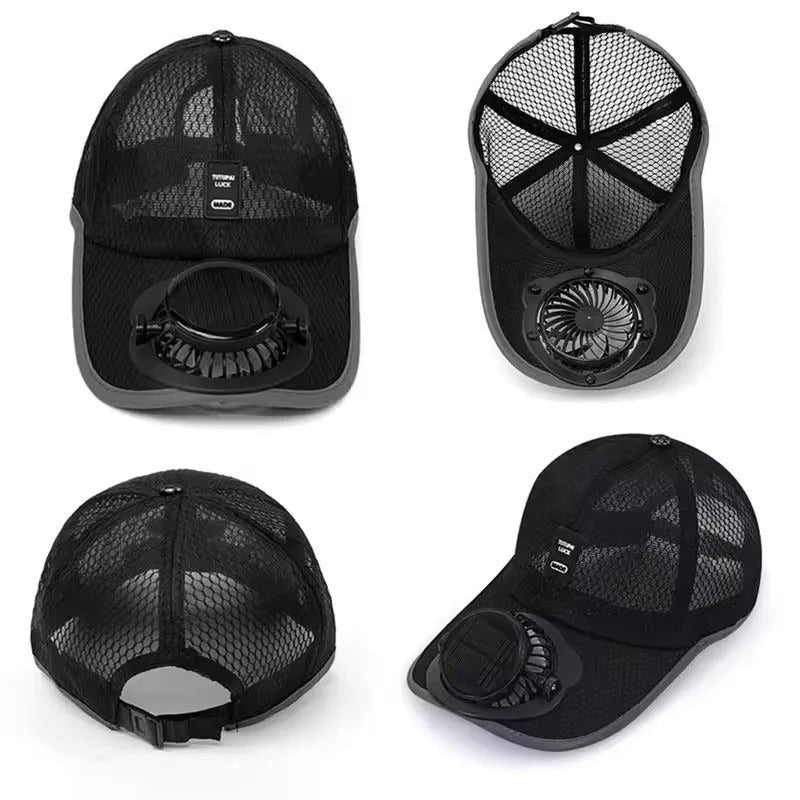 Outdoor Solar Fan Cap With USB Charging - 3-Speed Cooling Hat For Fishing Beach