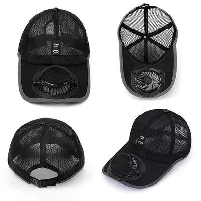 Outdoor Solar Fan Cap With USB Charging - 3-Speed Cooling Hat For Fishing Beach