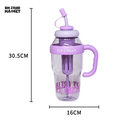 1200 ML PLASTIC WATER BOTTLE WITH LARGE CAPACITY CUTE PORTABLE KIDS PLASTIC  CUP LEAK-PROOF WITH STRAW SPORTS WATER CUP FOR SUMMER