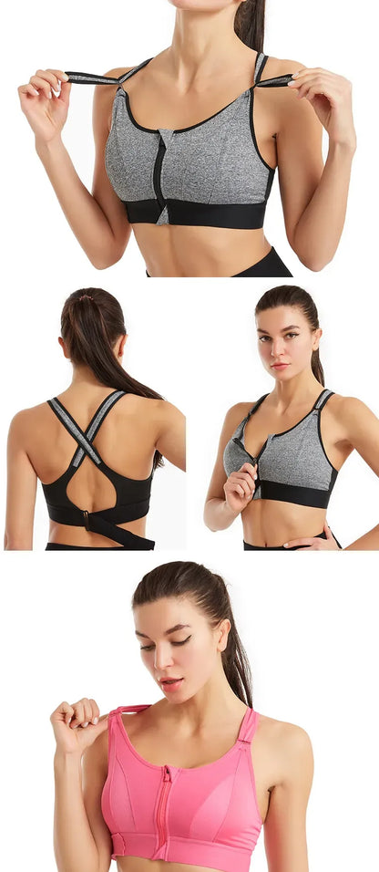 Zip up adjustable cross-back BRA
