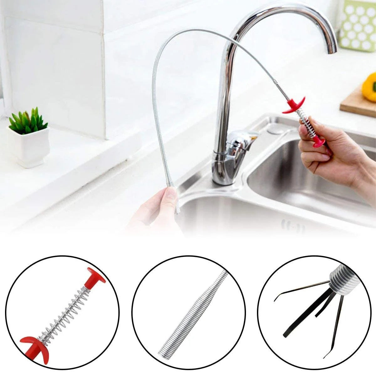Spring Pipe Dredging Remover Tools & Drain Cleaner Stick