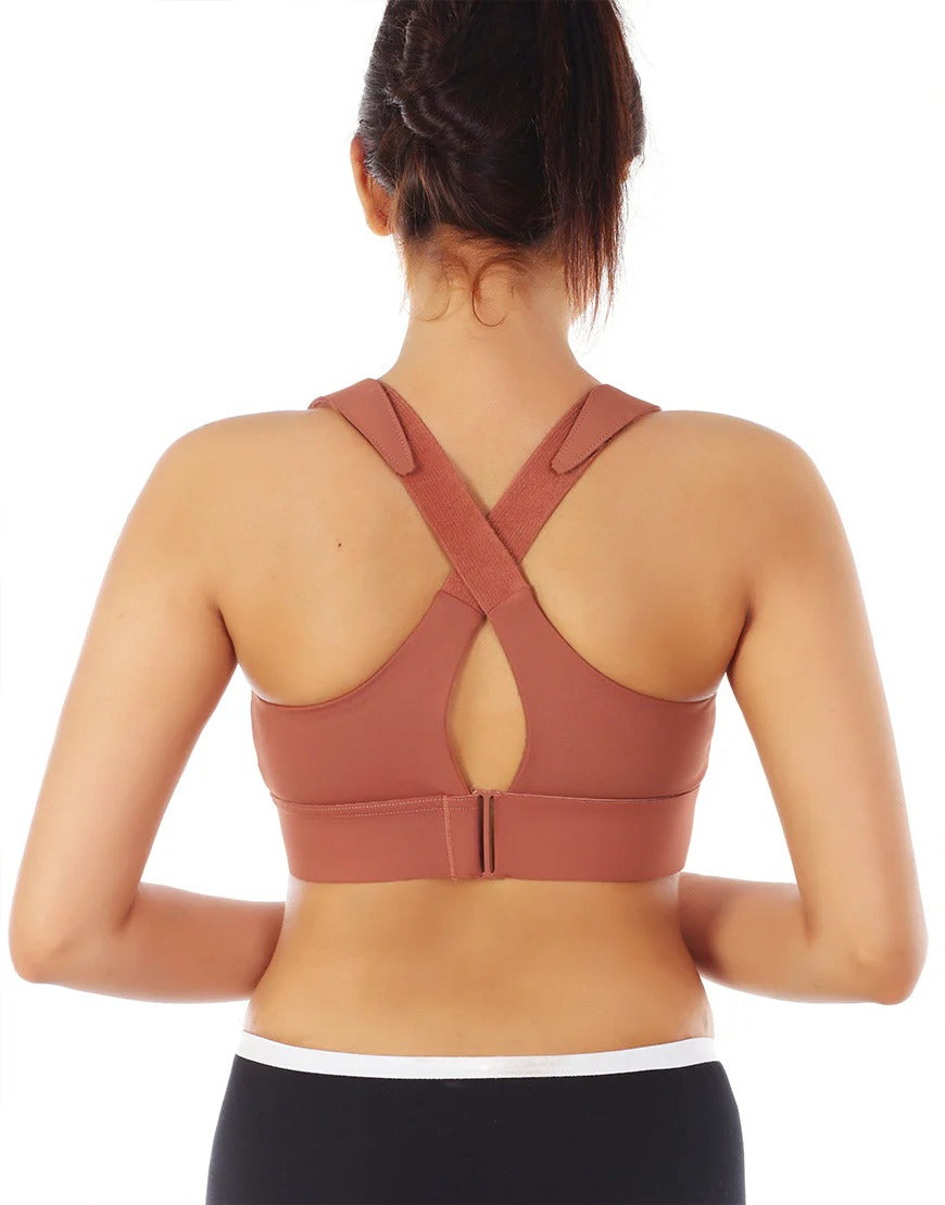 Zip up adjustable cross-back BRA