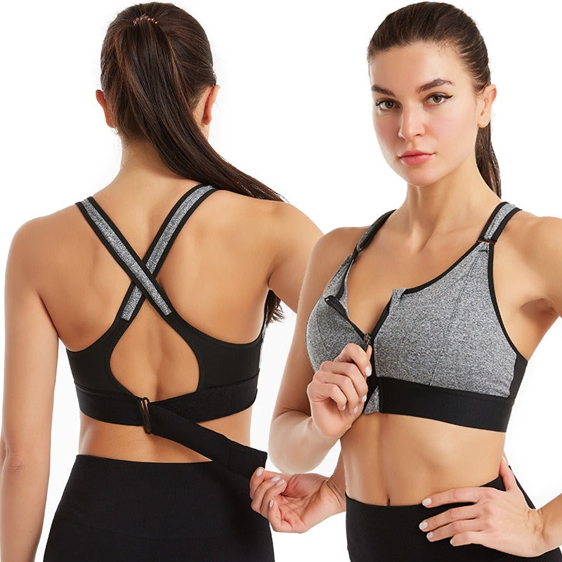 Zip up adjustable cross-back BRA