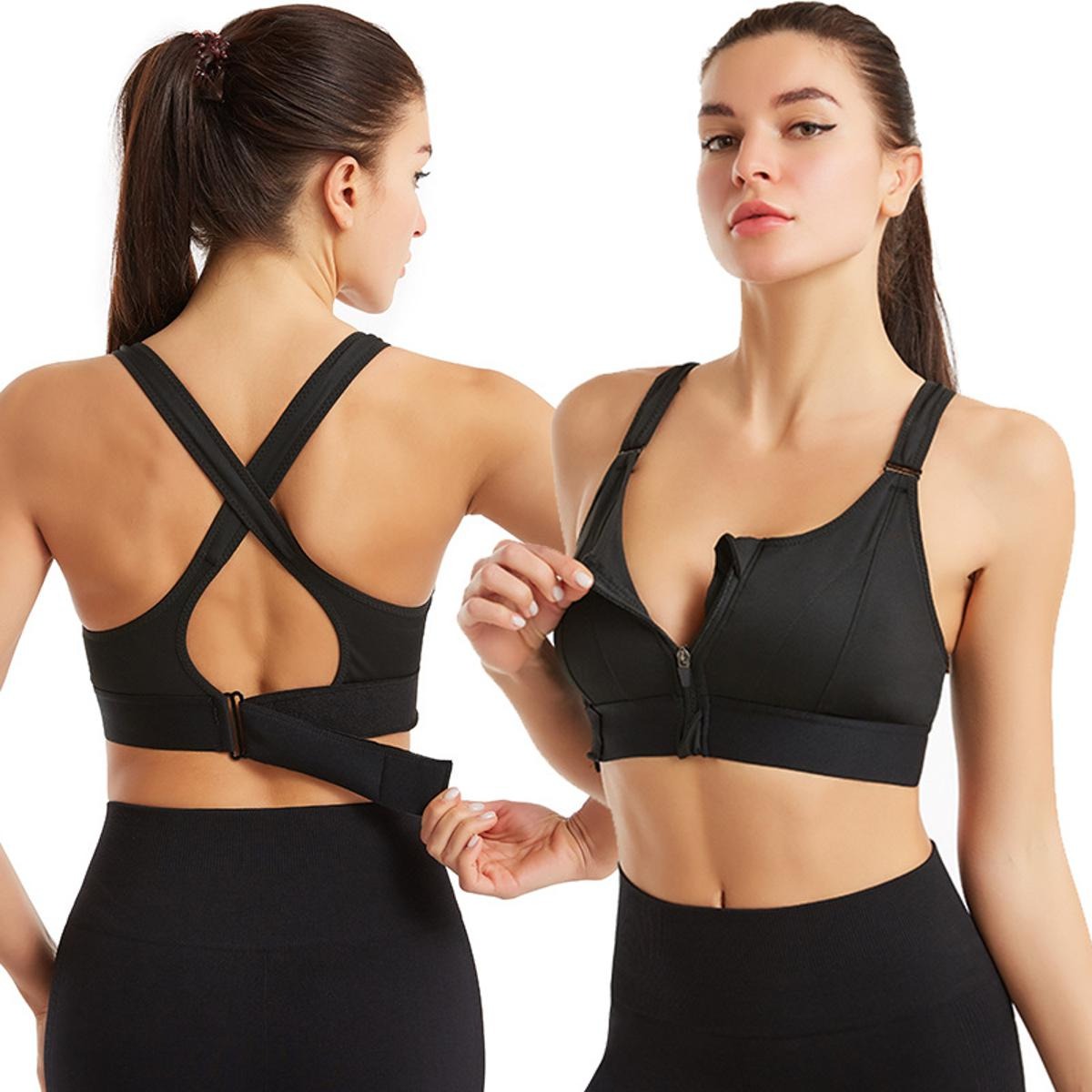 Zip up adjustable cross-back BRA