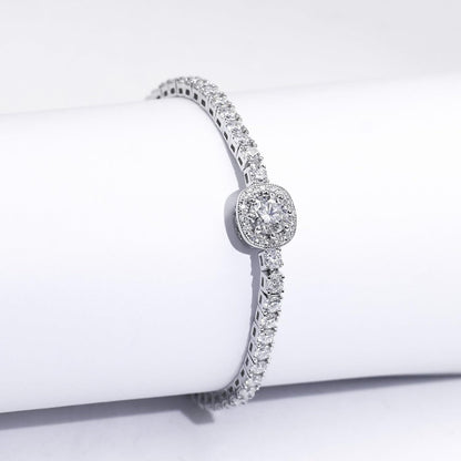 3mm Moissanite Tennis Bracelet for Women, 4.35CT Diamond Bracelets Slide, 18K White Gold Plated S925 Sterling Silver Adjustable Tennis Bracelets, D Color VVS1 Round Brilliant Cut Lab Created