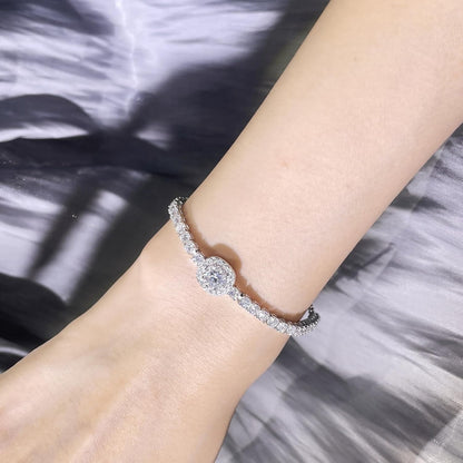 3mm Moissanite Tennis Bracelet for Women, 4.35CT Diamond Bracelets Slide, 18K White Gold Plated S925 Sterling Silver Adjustable Tennis Bracelets, D Color VVS1 Round Brilliant Cut Lab Created