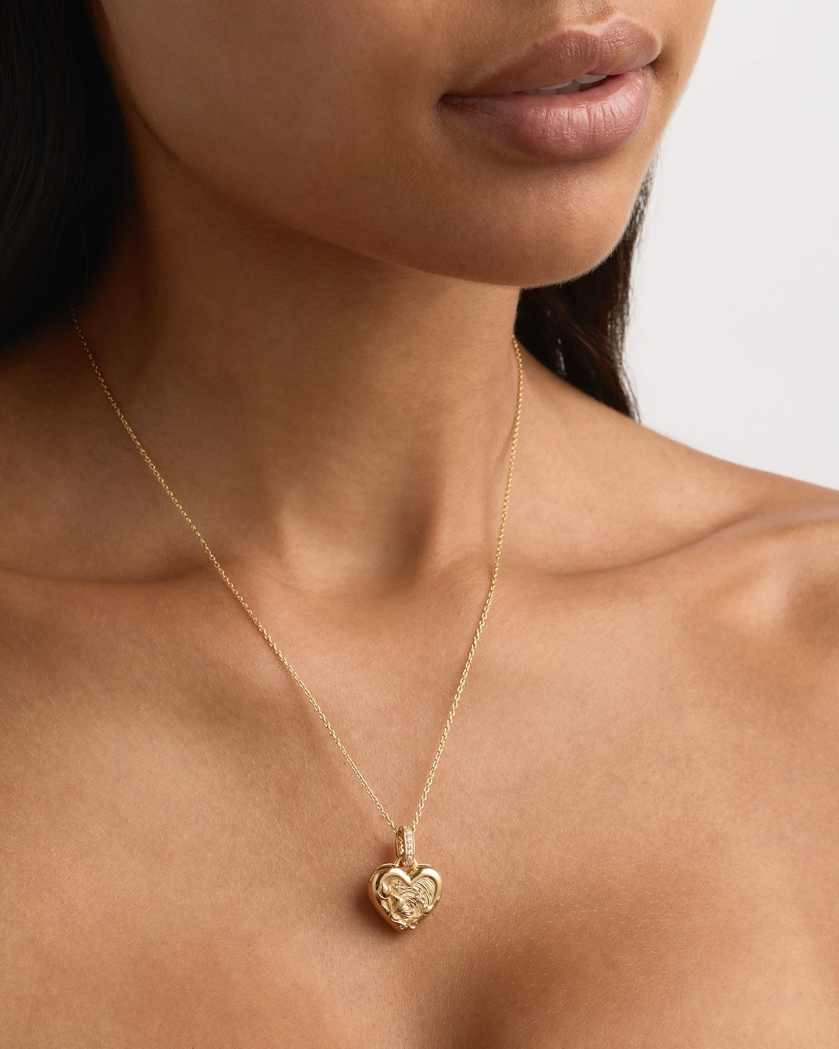 18k Gold Vermeil Blooming Together Small Heart Locket Pendant